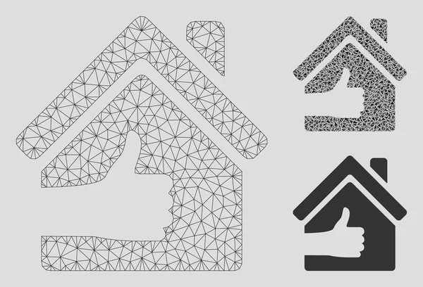Відмінна сітка будинку вектор 2D модель і трикутник мозаїка значок — стоковий вектор