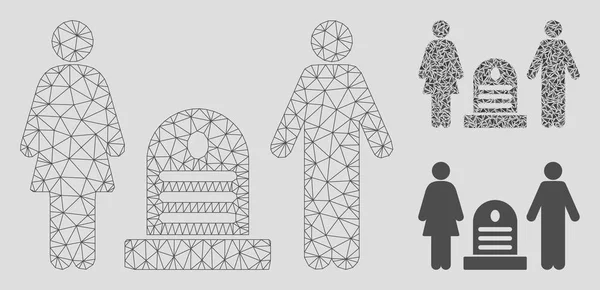 Modèle 2D de maille vectorielle de cimetière de famille et icône de mosaïque de triangle — Image vectorielle