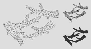 Yakacak Odun Vektör Örgü Tel Çerçeve Modeli ve Üçgen Mozaik Simgesi