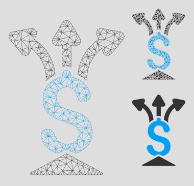 Finansal Toplayıcı Vektör Örgü Karkas Modeli ve Üçgen Mozaik Simgesi