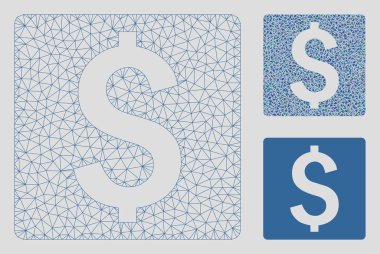 Finans Vektör Örgü Tel Çerçeve Modeli ve Üçgen Mozaik Simgesi