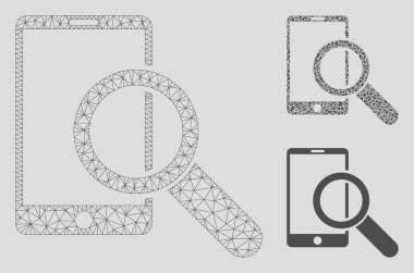 Akıllı Telefon Vektör Örgü Karkas Modeli ve Üçgen Mozaik Simgesi bul