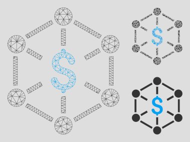 Finansal Ağ Vektör Mesh Ağ Modeli ve Üçgen Mozaik Simgesi