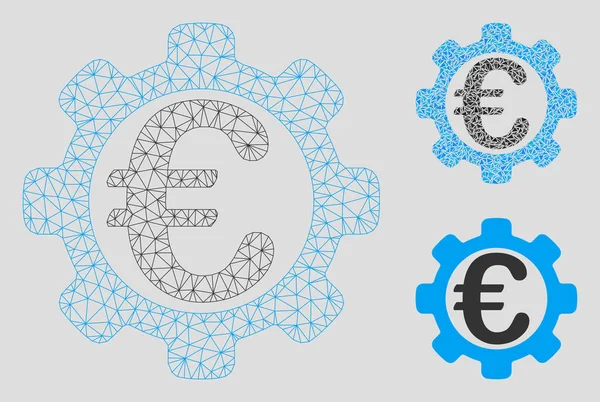 Modèle de cadre de fil de maille vectorielle d'options d'euro et icône de mosaïque de triangle — Image vectorielle