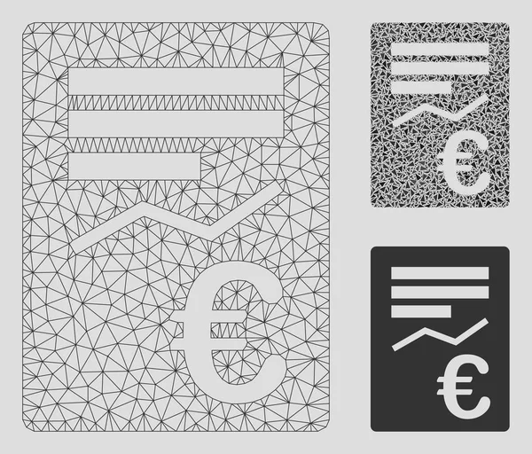 Euro Report Vector Mesh Modelo 2D e Triângulo Ícone Mosaico —  Vetores de Stock