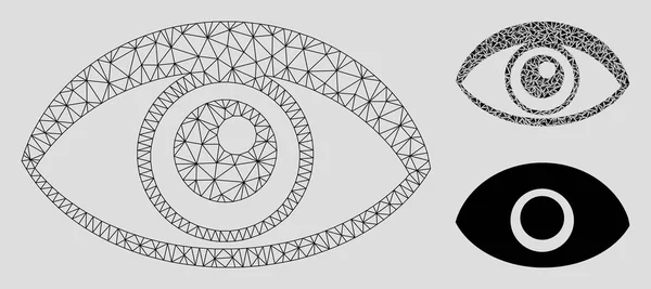 Eye Vector Mesh Modelo 2D e Triângulo Ícone Mosaico — Vetor de Stock