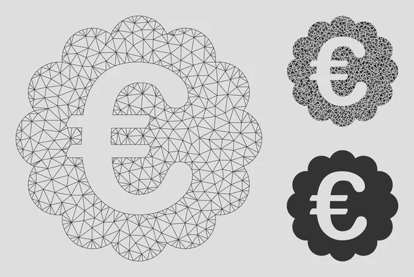 Euro jakość pieczęć wektor Mesh model 2D i Trójkąt mozaika ikona — Wektor stockowy
