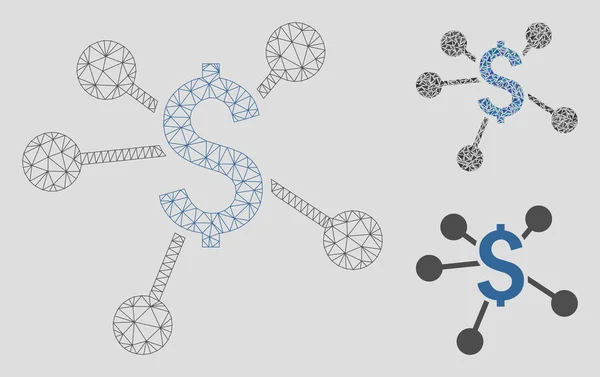 Векторная сетка финансовых связей 2D модель и икона мозаики треугольника — стоковый вектор