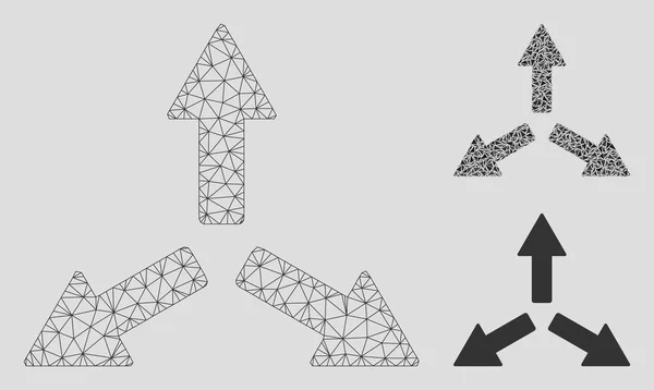 Rozbalit šipky vektorová mřížka 2D model a trojúhelníková Mozaiková ikona — Stockový vektor