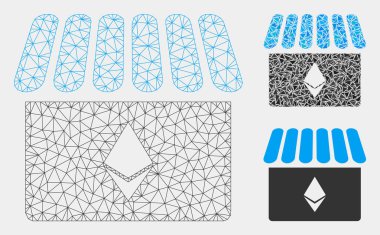 Ethereum Store Vektör Örgü 2d Model ve Üçgen Mozaik Simgesi