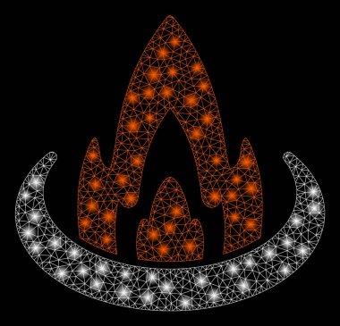 Işık Noktalar ile Parlak Örgü Karkas Yangın Yeri