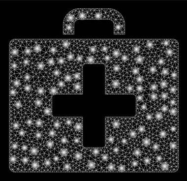 Işık Noktalar ile Parlak Örgü Tel Çerçeve İlk Yardım Çantası