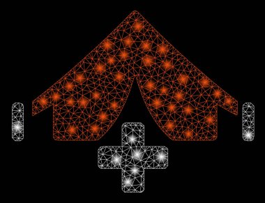 Işık Noktalar ile Parlak Örgü Tel Çerçeve Field Hastanesi