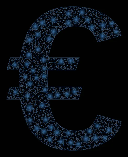 Flare Mesh 2D Euro Symbol com pontos de inflamação — Vetor de Stock