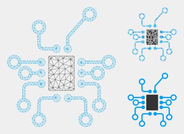 Elektronik Vektör Örgü Ağ Modeli ve Üçgen Mozaik Simgesi