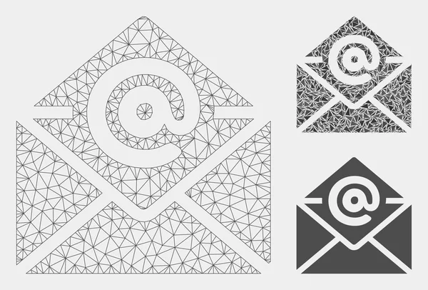 Email Vector Mesh Icona mosaico modello 2D e triangolo — Vettoriale Stock