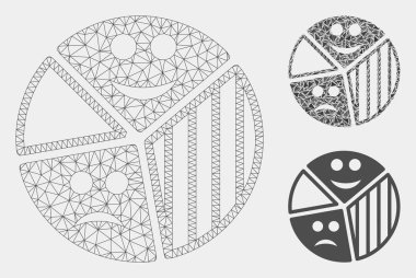 Duygu Pasta Diyagramı Vektör Örgü Tel Çerçeve Modeli ve Üçgen Mozaik Simgesi