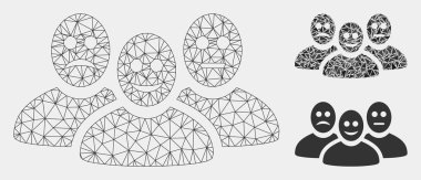 Duygusal Kullanıcılar Vektör Örgü Tel Çerçeve Modeli ve Üçgen Mozaik Simgesi