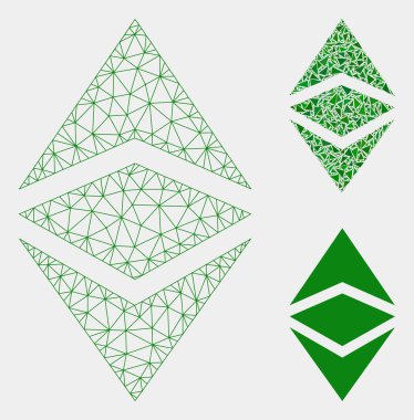 Ethereum Classic Vektör Örgü Karkas Modeli ve Üçgen Mozaik Simgesi