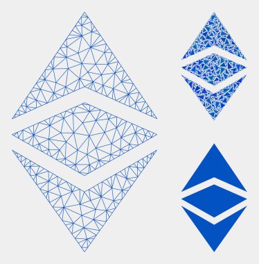 Ethereum Klasik Vektör Örgü Ağ Modeli ve Üçgen Mozaik Simgesi