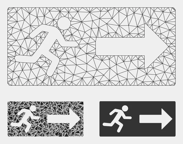 Emergency Exit Vector Mesh Carcass Model and Triangle Mosaic Icon