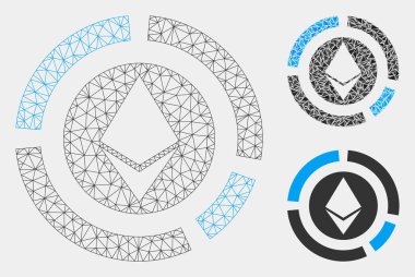 Ethereum Diyagramı Vektör Örgü Ağ Modeli ve Üçgen Mozaik Simgesi