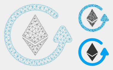 Ethereum İade Vektör Örgü Ağ Modeli ve Üçgen Mozaik Simgesi