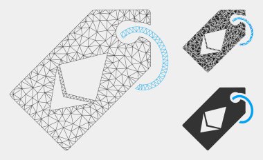 Ethereum Tag Vektör Örgü Ağ Modeli ve Üçgen Mozaik Simgesi
