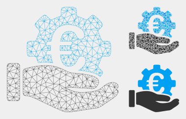 Euro Geliştirme Servisi El Vektör Örgü Tel Çerçeve Modeli ve Üçgen Mozaik Simgesi