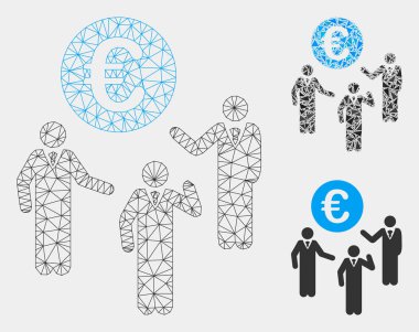 Euro Tartışma Vektör Mesh 2d Model ve Üçgen Mozaik Simgesi