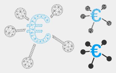 Euro Dağıtım Vektör Örgü Karkas Modeli ve Üçgen Mozaik Simgesi
