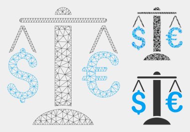 Euro Dolar Dengesi Vektör Örgü Karkas Modeli ve Üçgen Mozaik Simgesi
