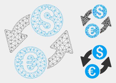 Euro Dolar Borsası Vektör Örgü Karkas Modeli ve Üçgen Mozaik Simgesi