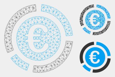 Euro Finansal Diyagram Vektör Örgü 2d Model ve Üçgen Mozaik Simgesi