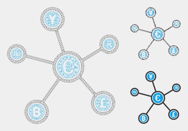 Euro Finansal Ağ Linkler Vektör Mesh Ağ Modeli ve Üçgen Mozaik Simgesi