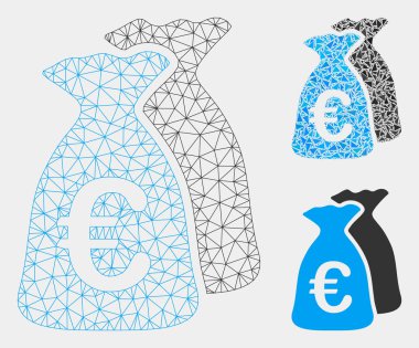 Euro Funds Vektör Örgü Ağ Modeli ve Üçgen Mozaik Simgesi