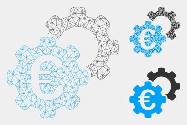 Euro Endüstriyel Vektör Örgü 2d Model ve Üçgen Mozaik Simgesi