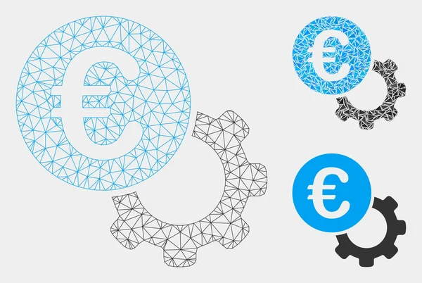 Euro Configurer modèle de carcasse de maille vectorielle et icône de mosaïque de triangle — Image vectorielle