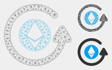 Ethereum Chargeback Vector Mesh Ağ Modeli ve Üçgen Mozaik Simgesi