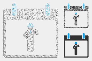 Mühendis Takvim Günü Vektör Örgü Ağ Modeli ve Üçgen Mozaik Simgesi