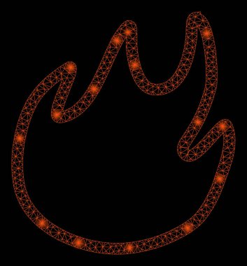 Işık Noktalar ile Parlak Örgü Tel Çerçeve Alev Kontur