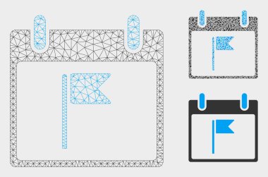 Bayrak Takvim Günü Vektör Örgü 2d Model ve Üçgen Mozaik Simgesi