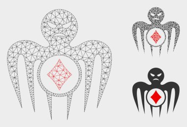 Kumar Spectre Monster Vector Mesh Tel Çerçeve Modeli ve Üçgen Mozaik Simgesi