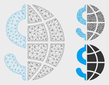 Global Business Vector Mesh 2d Model ve Üçgen Mozaik Simgesi