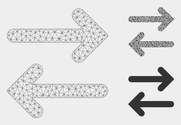 수평 벡터 메시 네트워크 모델 및 삼각형 모자이크 아이콘 뒤집기 — 스톡 벡터
