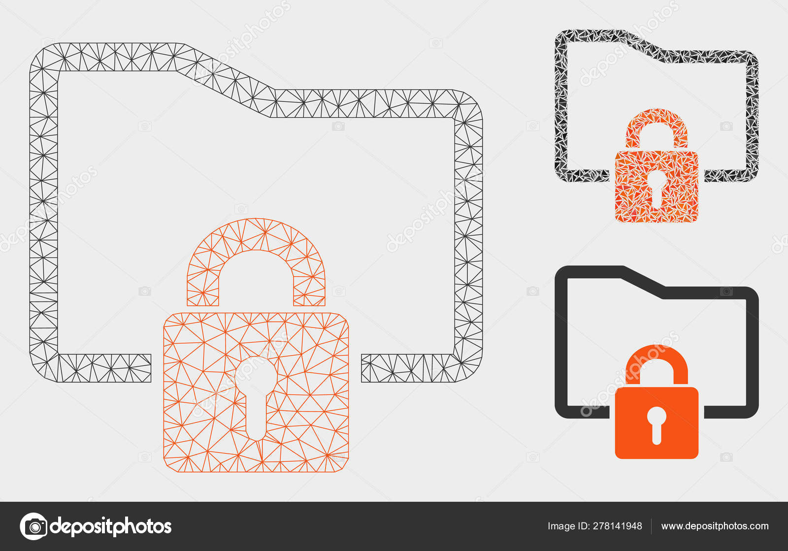 Modele Verrouille De Cadre De Fil De Maille Vectorielle De Dossier Et Icone De Mosaique De Triangle Image Vectorielle Par Ahasoft C Illustration