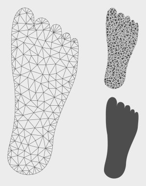 Ayak Vektör Örgü Tel Çerçeve Modeli ve Üçgen Mozaik Simgesi