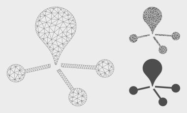Geo Network Vektör Örgü Ağ Modeli ve Üçgen Mozaik Simgesi