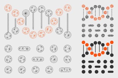 Genetik Kod Vektör Örgü 2d Model ve Üçgen Mozaik Simgesi