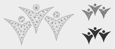 Gelecek Kişiler Grubu Vektör Örgü Ağ Modeli ve Üçgen Mozaik Simgesi